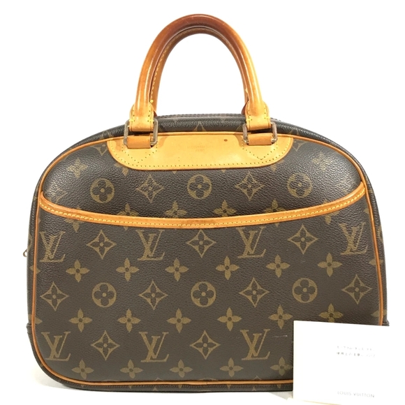 LOUIS VUITTON LV Logo Trouville Hand Bag Monogram Leather Brown - Picture 1 of 16